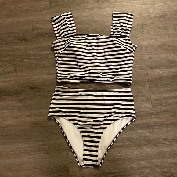 Other - Never worn black and white striped swim suit XL
